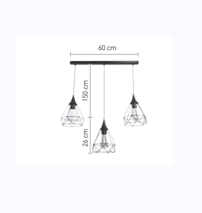 INLIGHT TRIFOTO FOTISTIKO OROFIS METALLIKO PLEGA MAuRO SE RAG E27 4024-3-BL